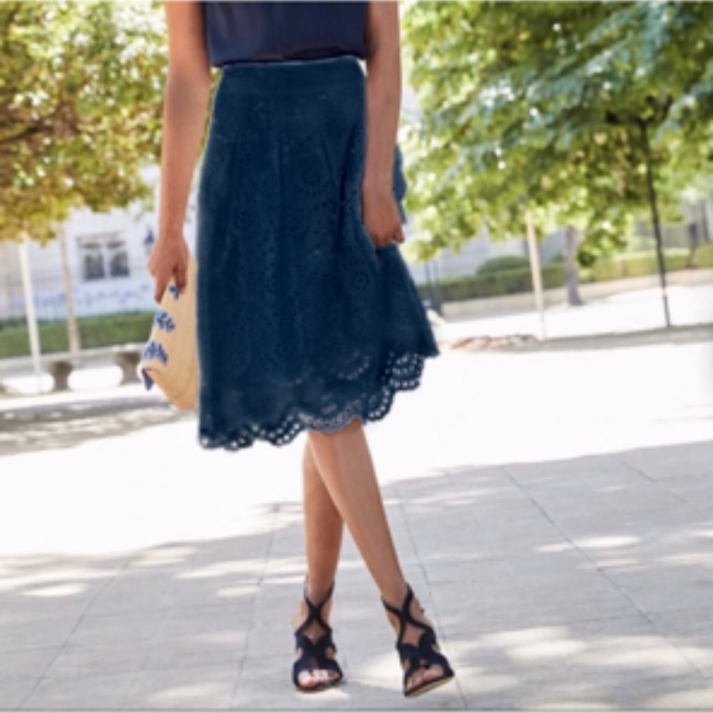 Elegant Navy Blue Lace Skirt